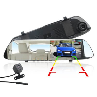 Видеорегистратор-зеркало автомобильный с экраном 12,7 см, двойная камера, ночная съёмка-1