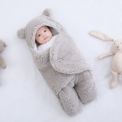 Плюшевая пеленка для новорожденных Gray Teddy-1